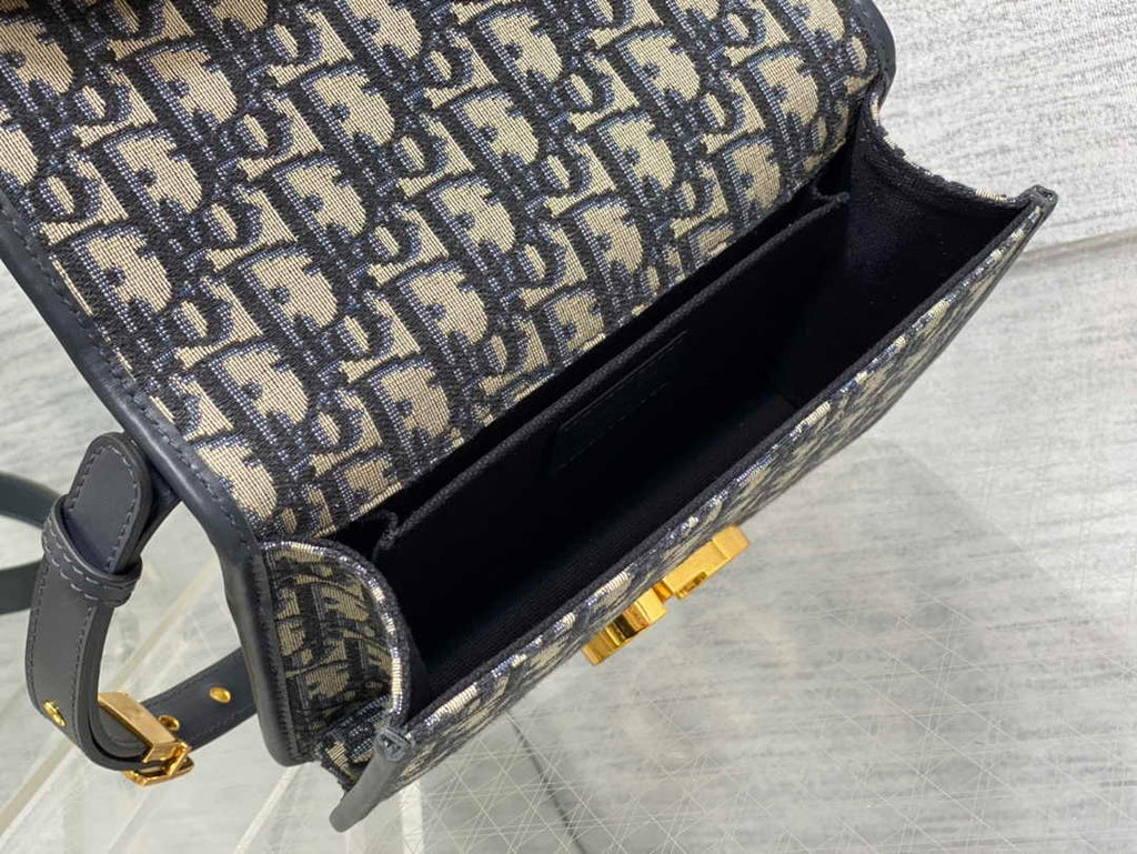 Dior Small 30 Montaigne Bag M9234 Blue Oblique Jacquard