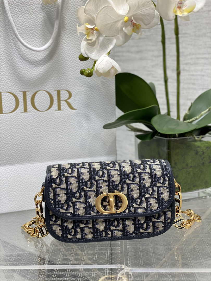 Dior Small 30 Montaigne Avenue Bag Blue Oblique Jacquard M9261