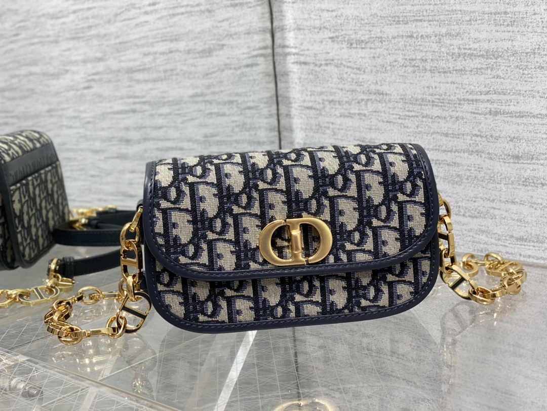 Dior Small 30 Montaigne Avenue Bag Blue Oblique Jacquard M9261