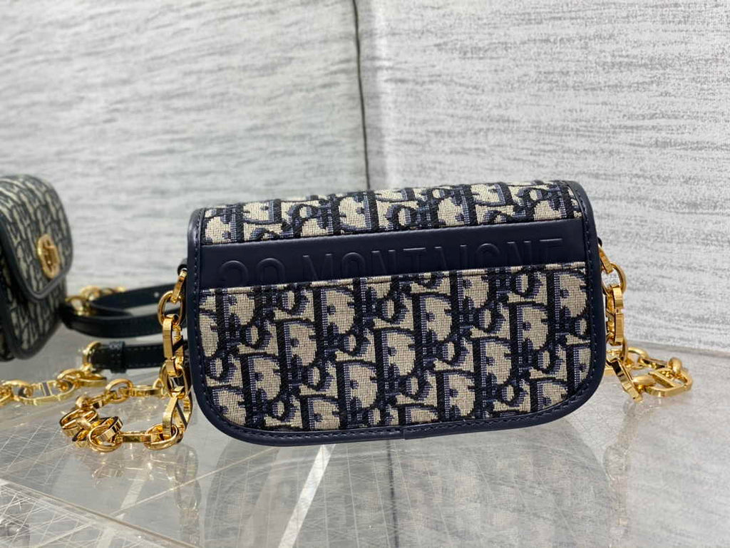 Dior Small 30 Montaigne Avenue Bag Blue Oblique Jacquard M9261