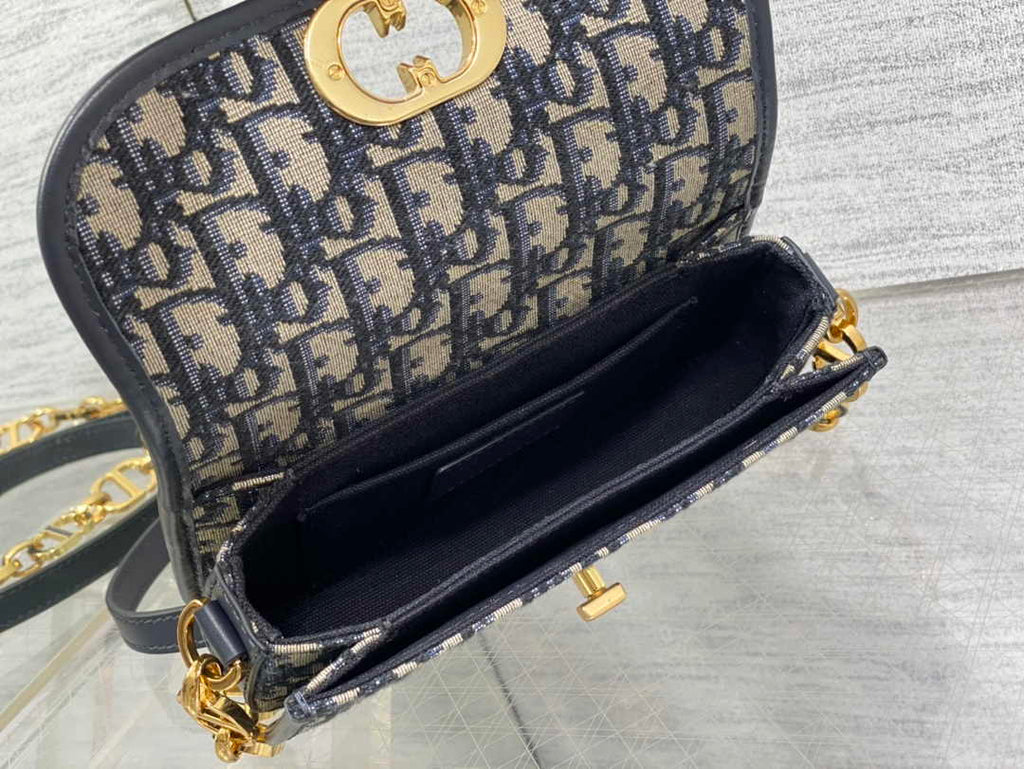 Dior Small 30 Montaigne Avenue Bag Blue Oblique Jacquard M9261