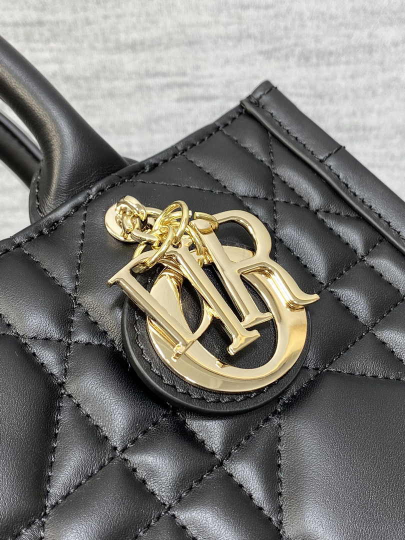 Dior Small Book Tote M1325 Black Macrocannage Calfskin