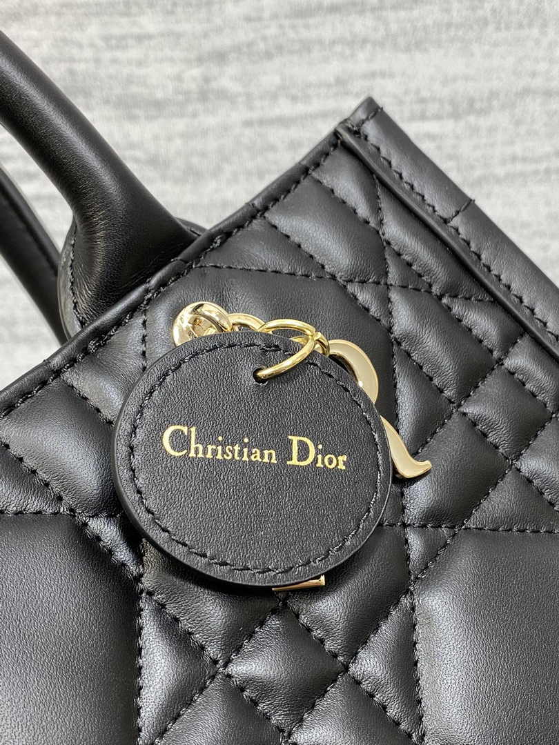 Dior Small Book Tote M1325 Black Macrocannage Calfskin