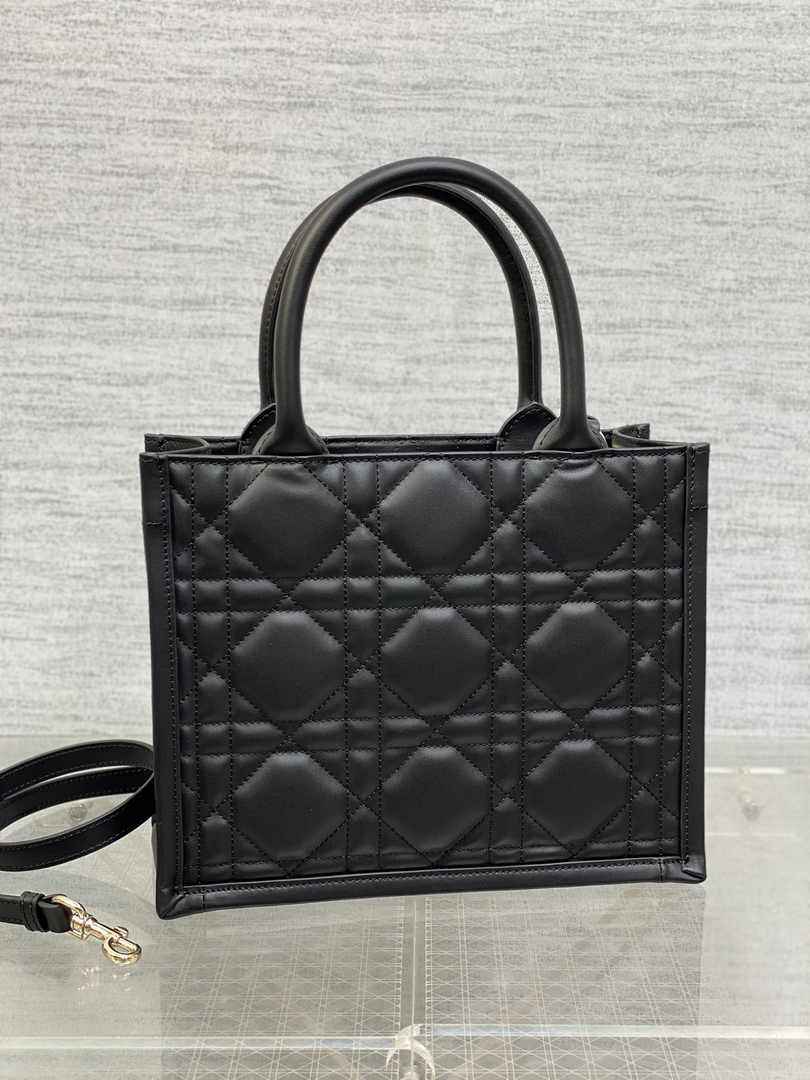 Dior Small Book Tote M1325 Black Macrocannage Calfskin