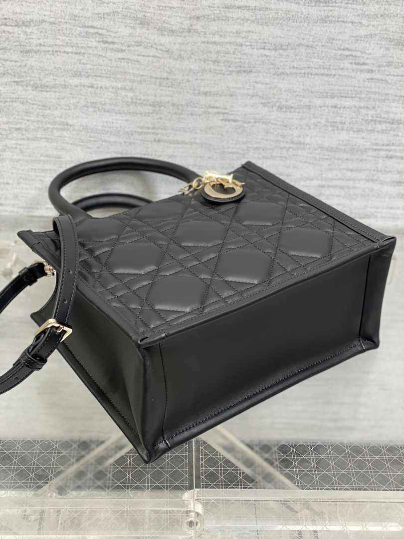Dior Small Book Tote M1325 Black Macrocannage Calfskin