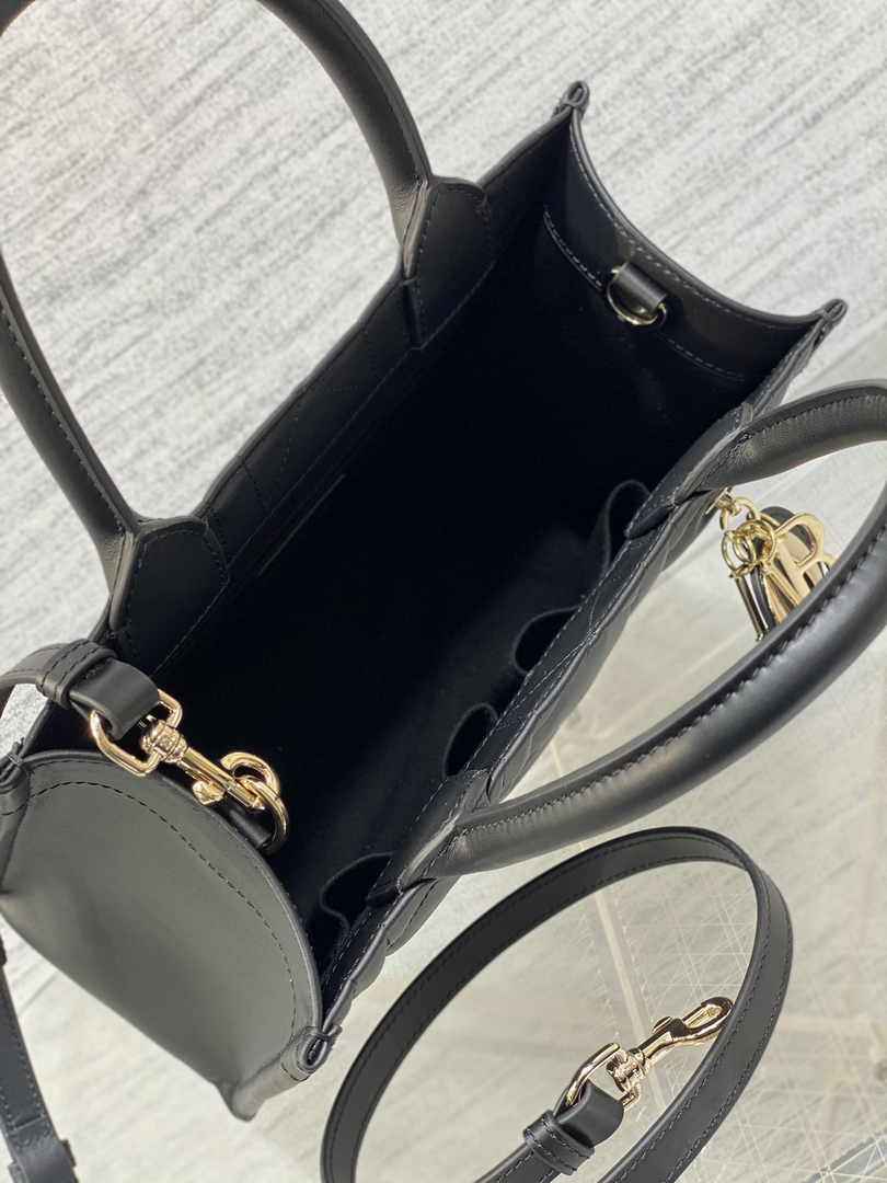 Dior Small Book Tote M1325 Black Macrocannage Calfskin