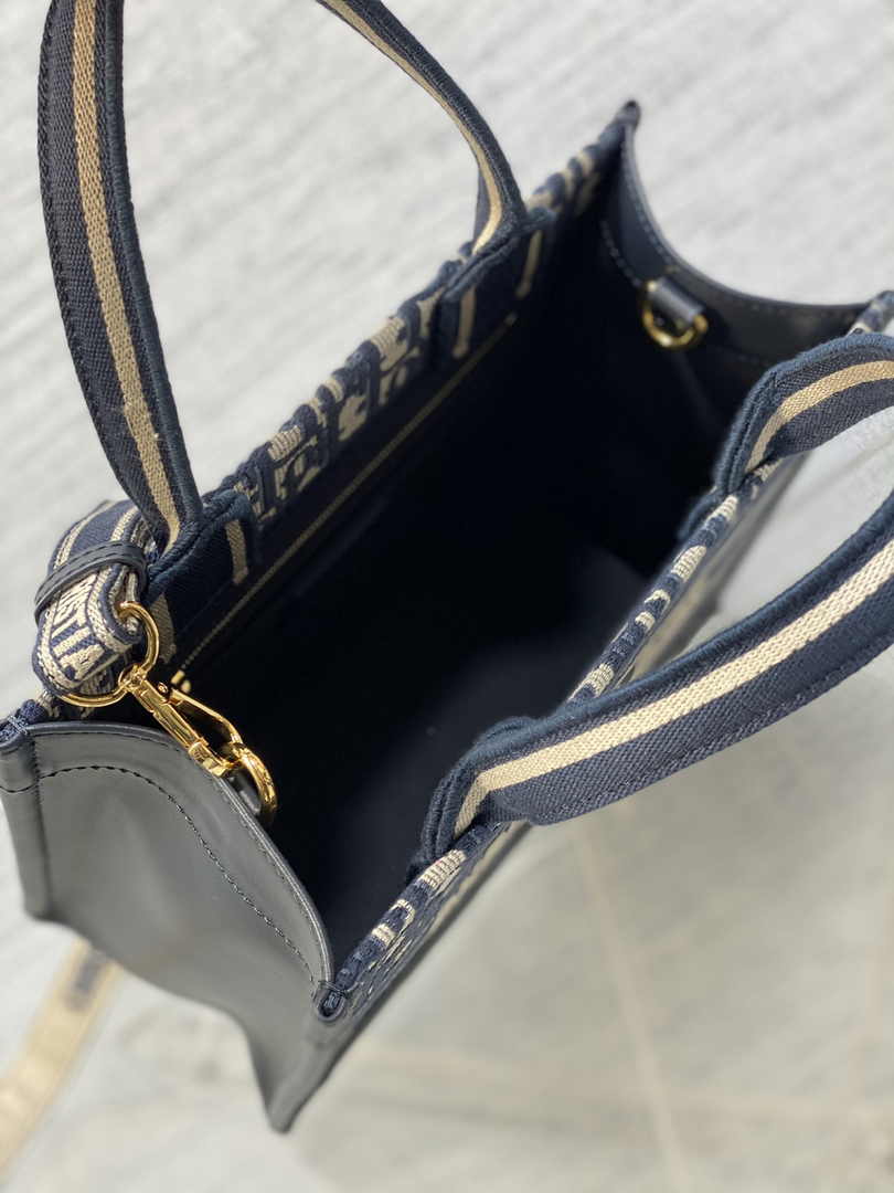 Dior Small Book Tote M1325 Blue Dior Oblique Embroidery