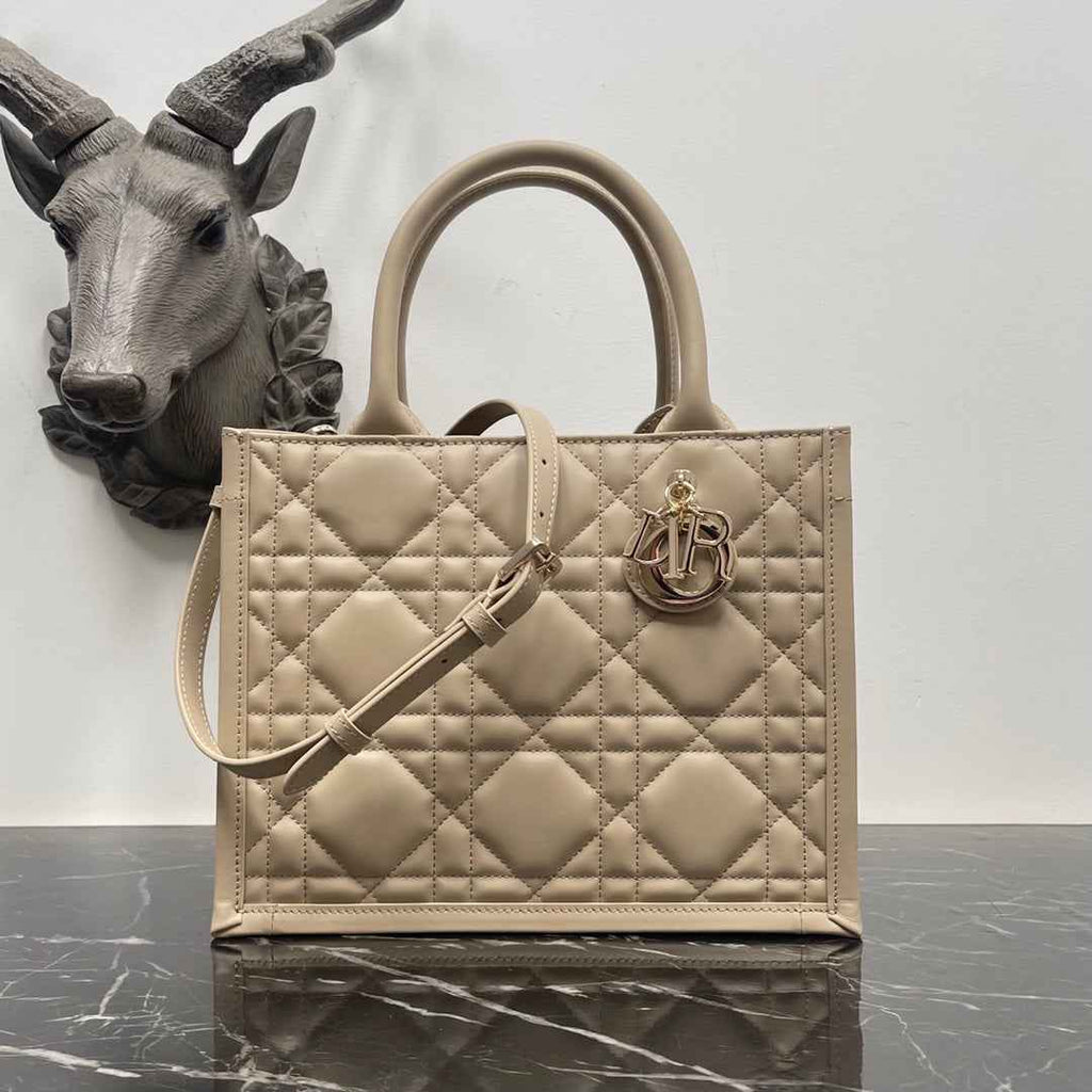 Dior Small Book Tote M1325 Beige Macrocannage Calfskin