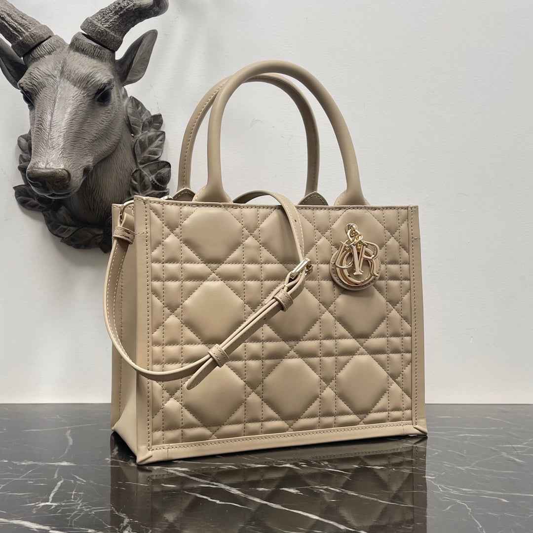 Dior Small Book Tote M1325 Beige Macrocannage Calfskin