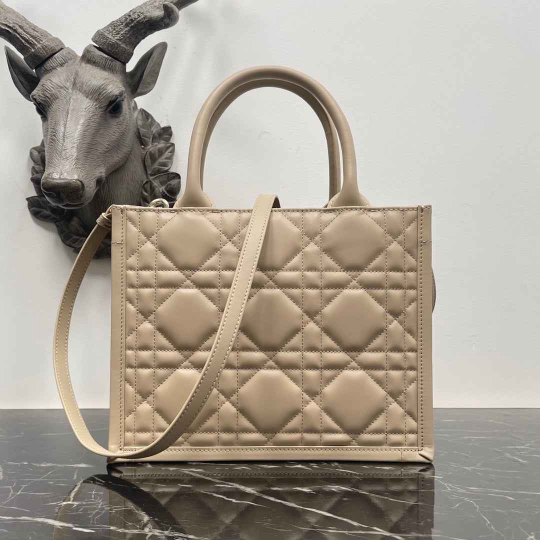 Dior Small Book Tote M1325 Beige Macrocannage Calfskin