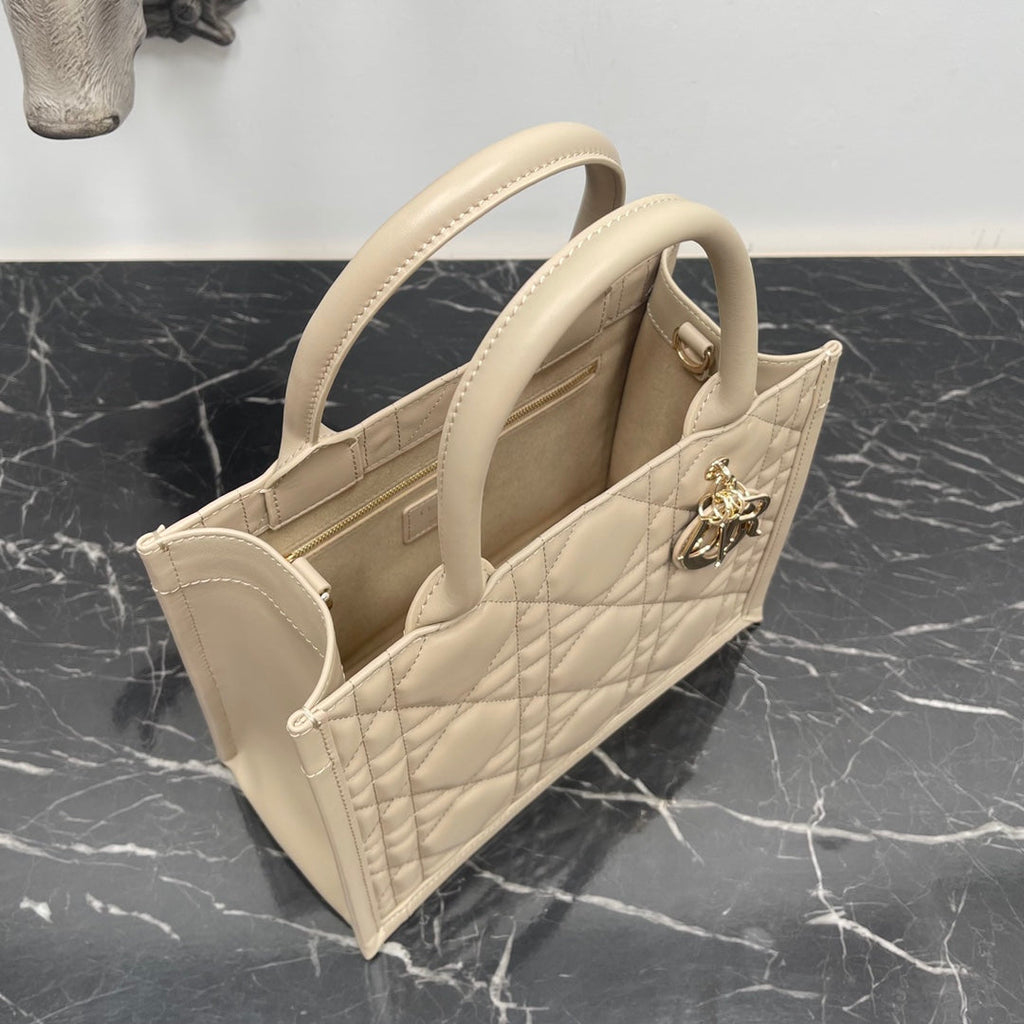 Dior Small Book Tote M1325 Beige Macrocannage Calfskin
