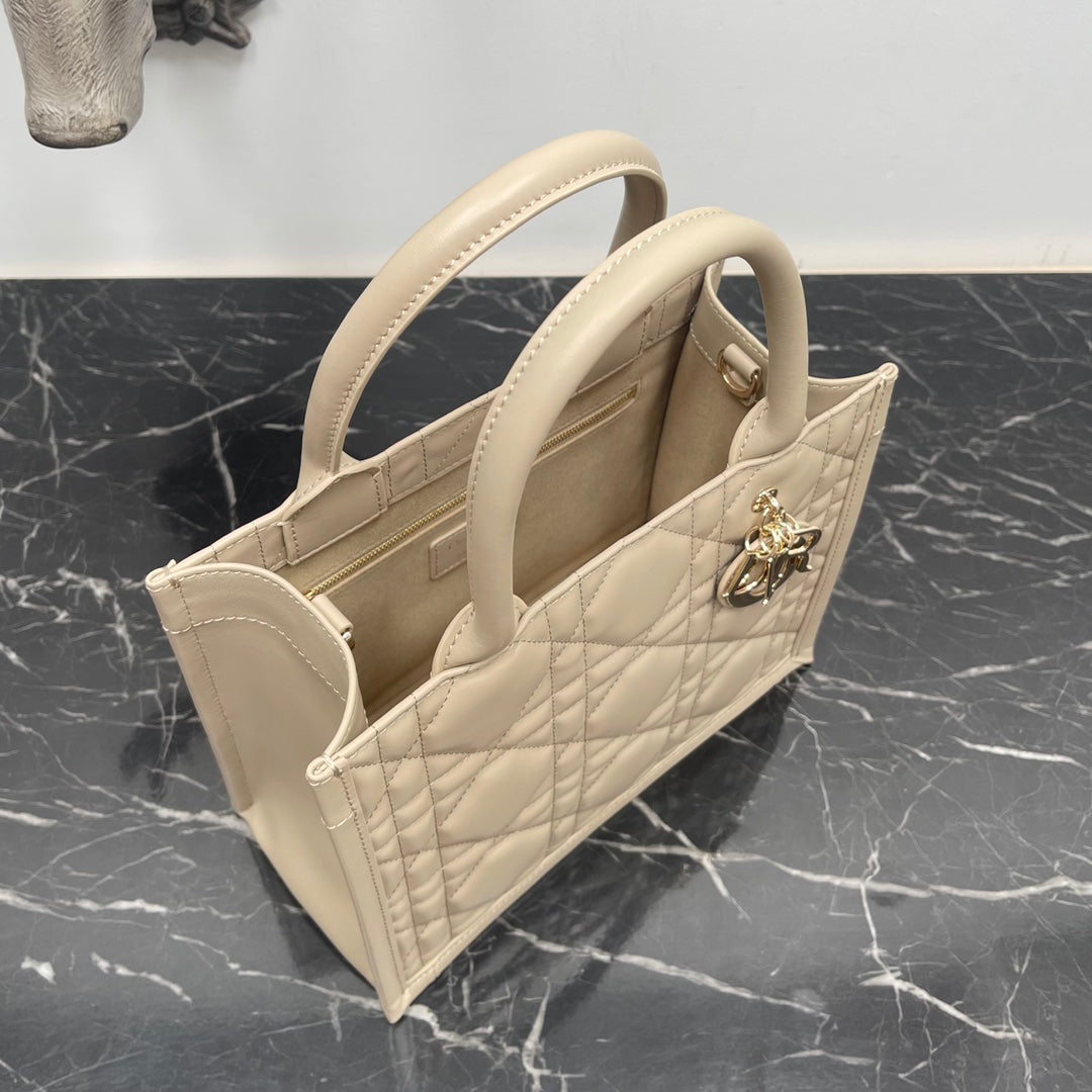 Dior Small Book Tote M1325 Beige Macrocannage Calfskin