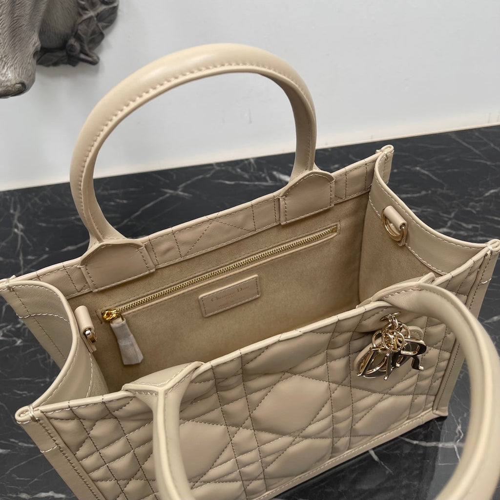 Dior Small Book Tote M1325 Beige Macrocannage Calfskin