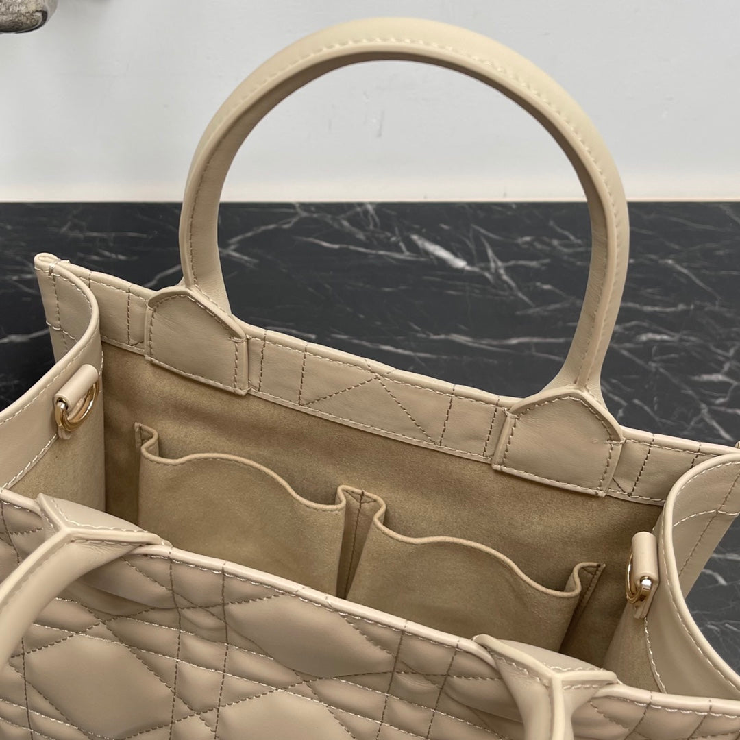 Dior Small Book Tote M1325 Beige Macrocannage Calfskin
