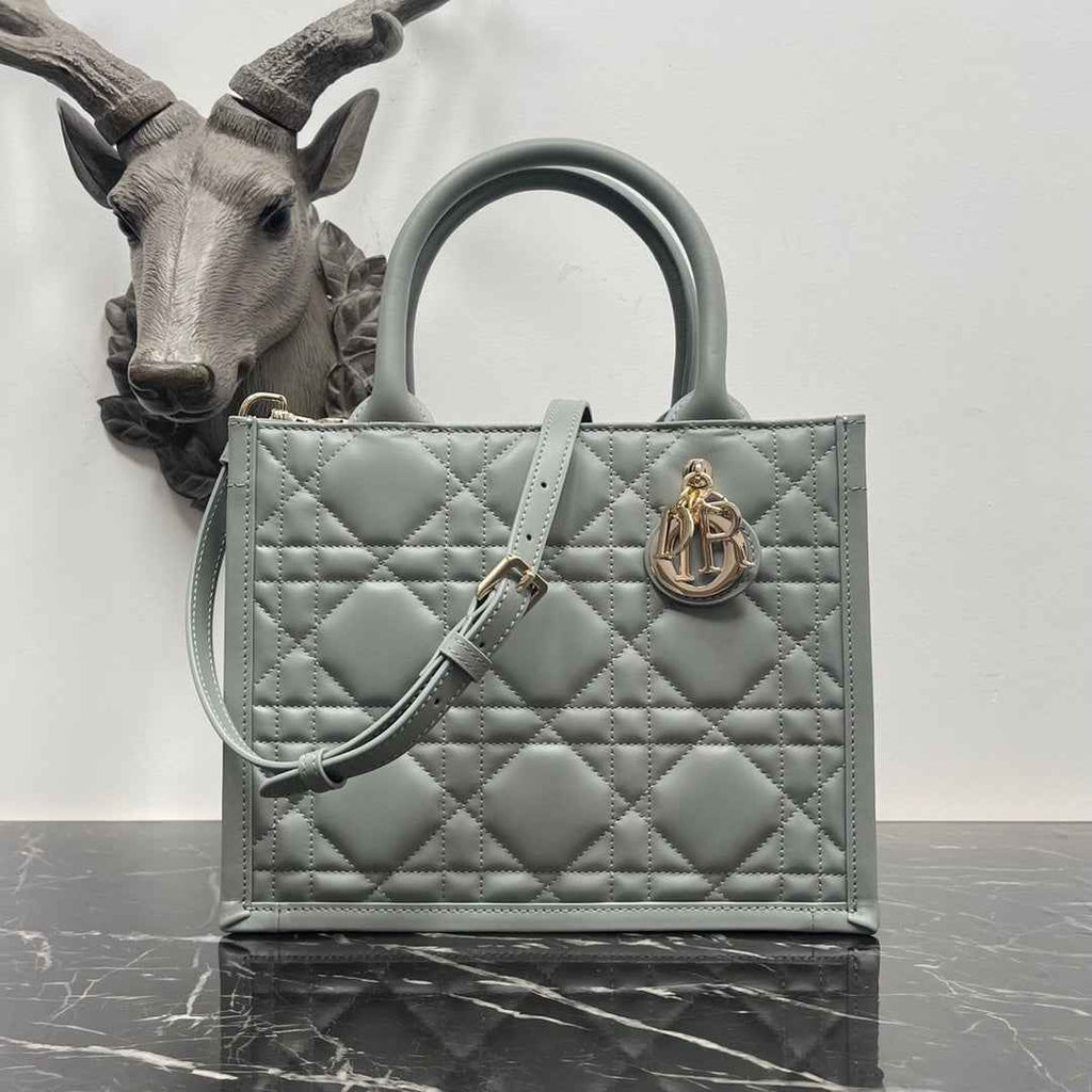 Dior Small Book Tote M1325 Gray Macrocannage Calfskin