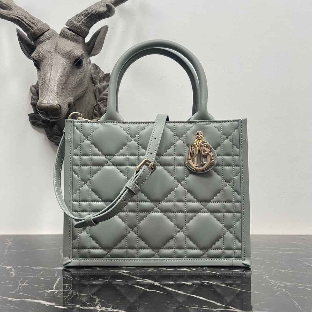Dior Small Book Tote M1325 Gray Macrocannage Calfskin