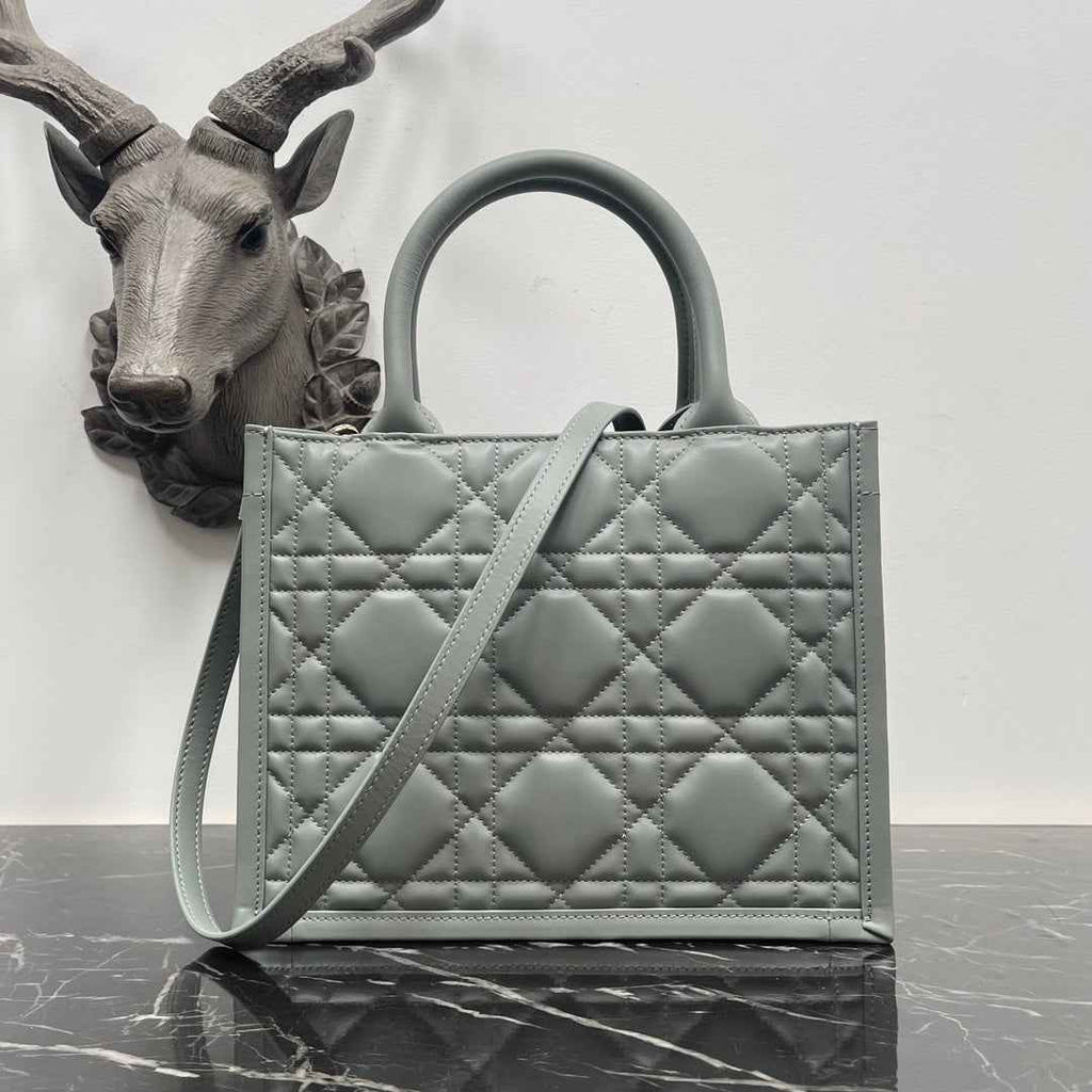 Dior Small Book Tote M1325 Gray Macrocannage Calfskin