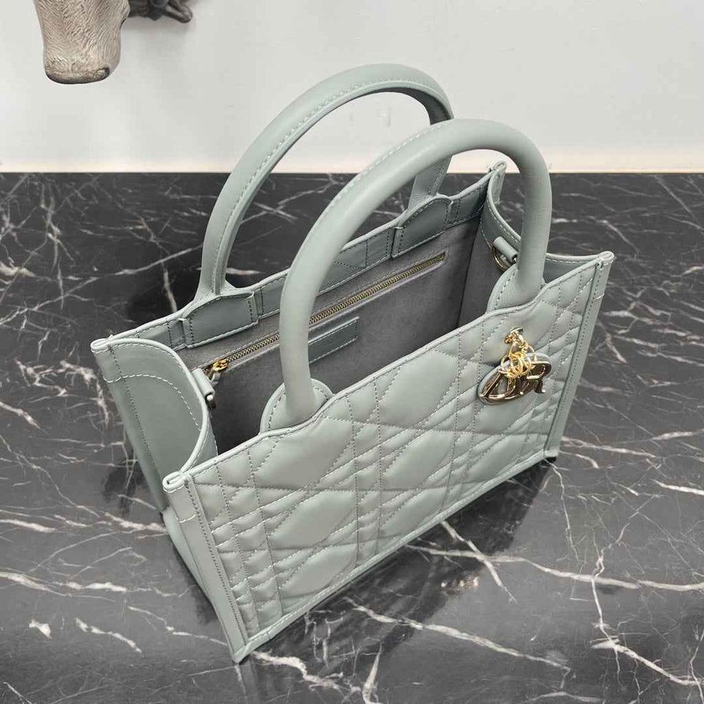 Dior Small Book Tote M1325 Gray Macrocannage Calfskin