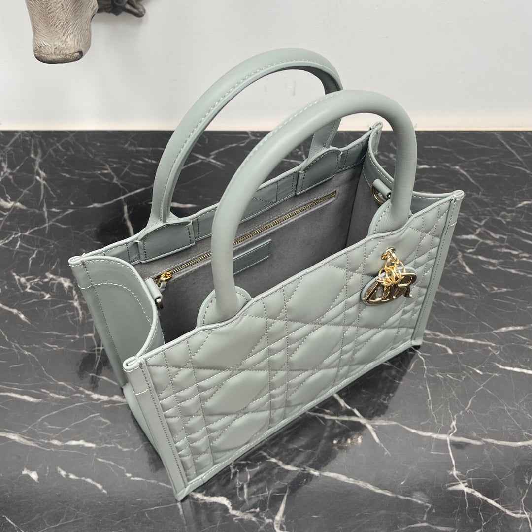 Dior Small Book Tote M1325 Gray Macrocannage Calfskin