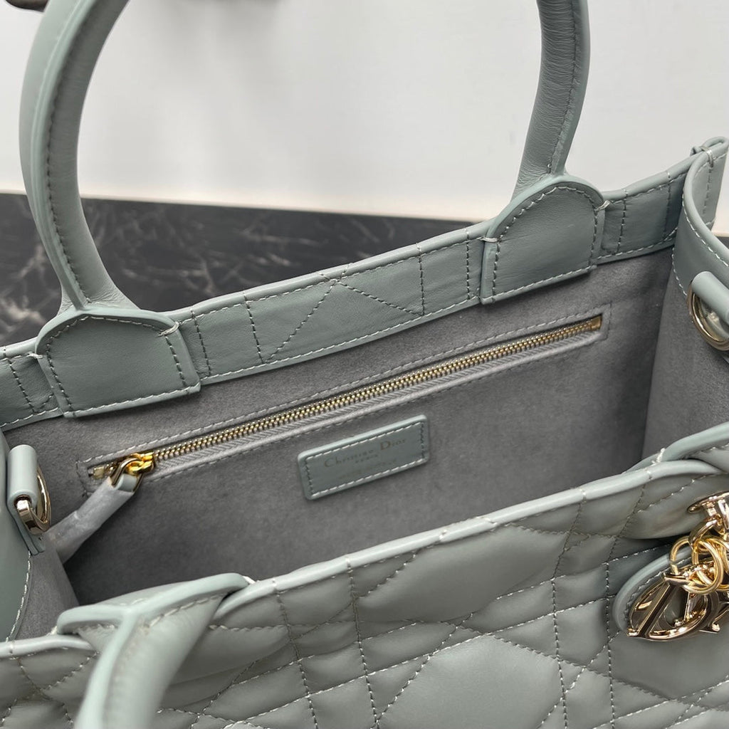 Dior Small Book Tote M1325 Gray Macrocannage Calfskin