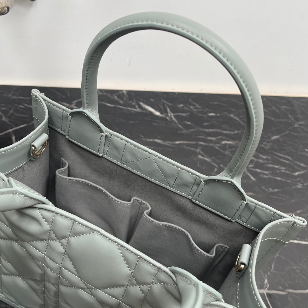 Dior Small Book Tote M1325 Gray Macrocannage Calfskin