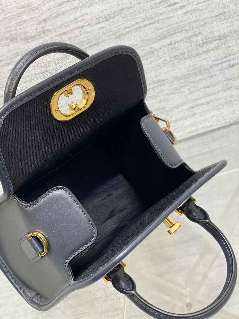 Dior Small Boston Bag M9567 Blue Dior Oblique Embroidery and Smooth Calfskin - Default Title - View 5