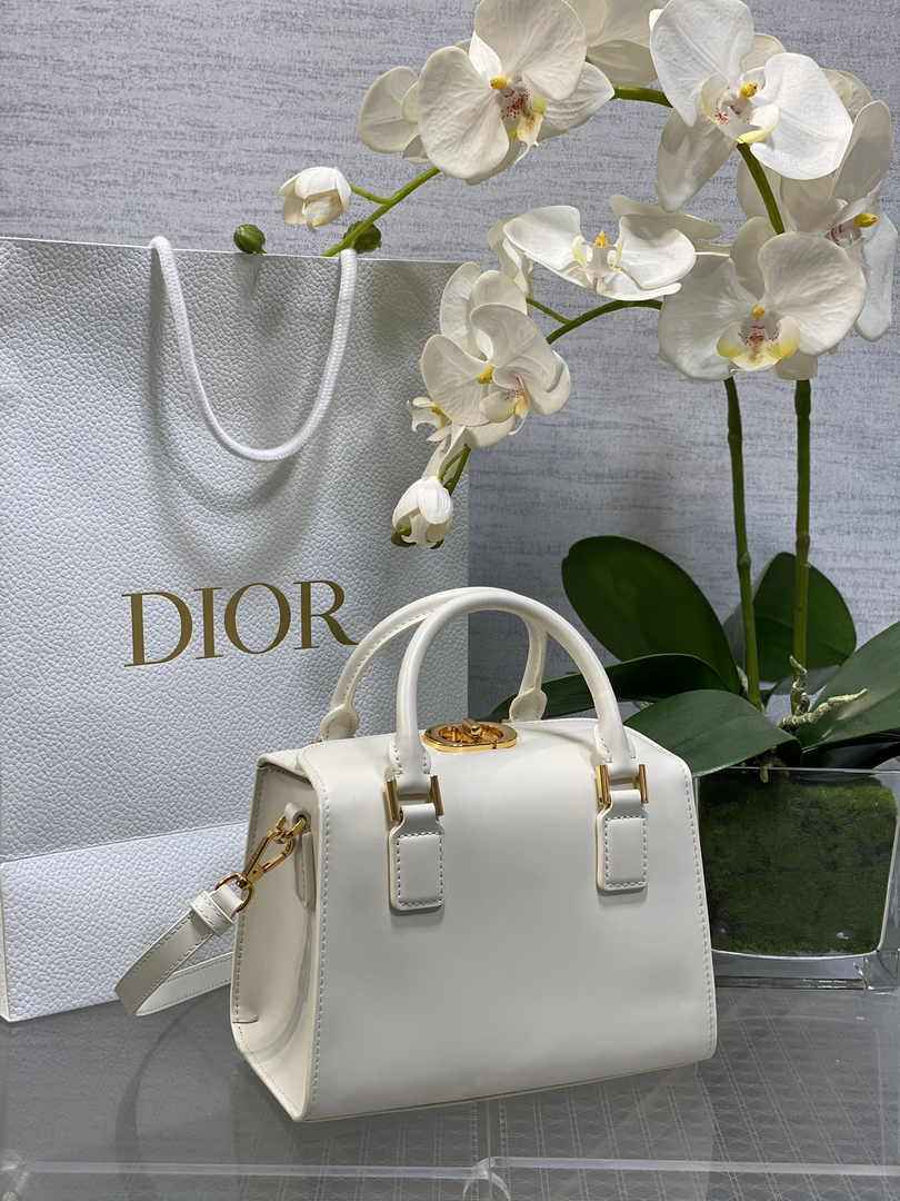 Dior Small Boston Bag M9567 White Smooth Calfskin - Default Title - View 1