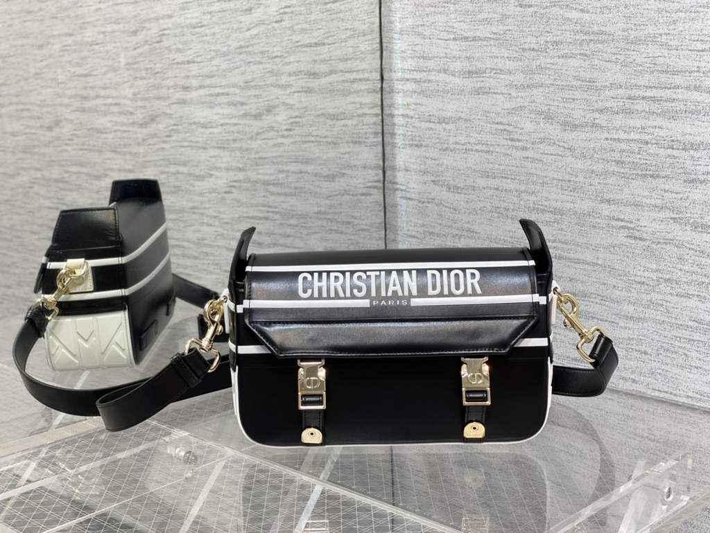 Dior Small Diorcamp Bag M1243 Black and White Smooth Calfskin - Default Title - View 1