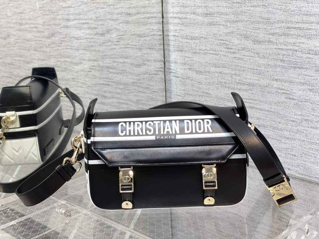 Dior Small Diorcamp Bag M1243 Black and White Smooth Calfskin - Default Title - View 3