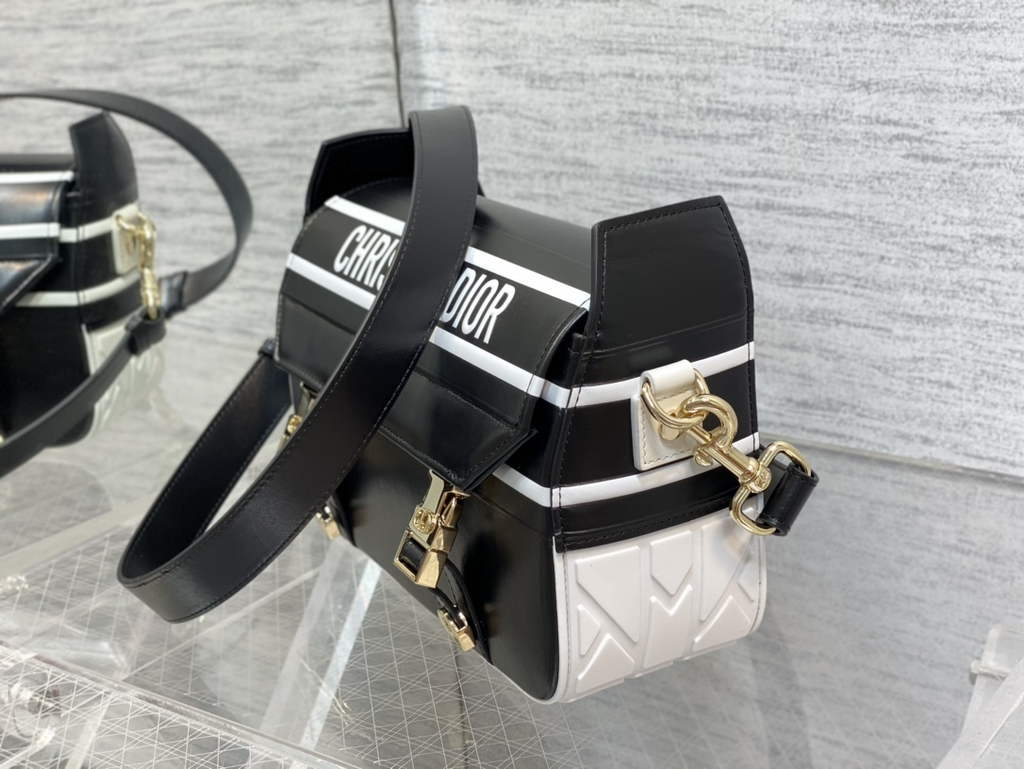 Dior Small Diorcamp Bag M1243 Black and White Smooth Calfskin - Default Title - View 7