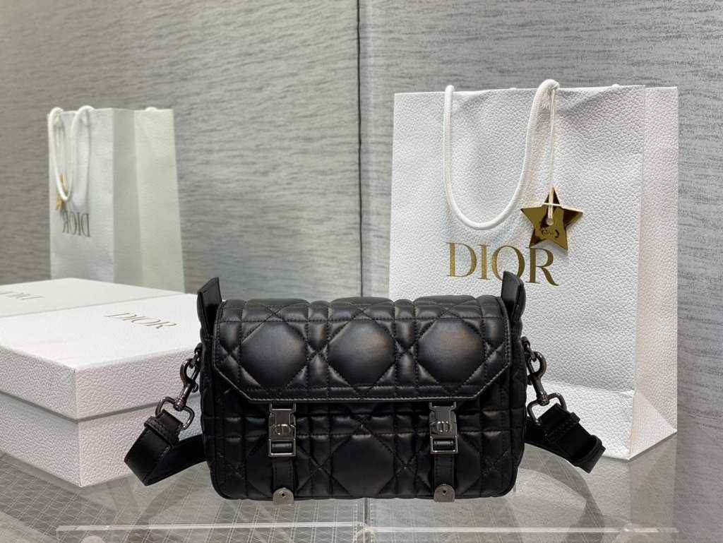 Dior Small Diorcamp Bag M1243 Black Macrocannage Calfskin - Default Title - View 2