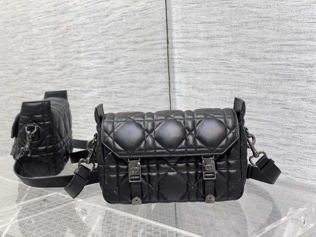 Dior Small Diorcamp Bag M1243 Black Macrocannage Calfskin - Default Title - View 1