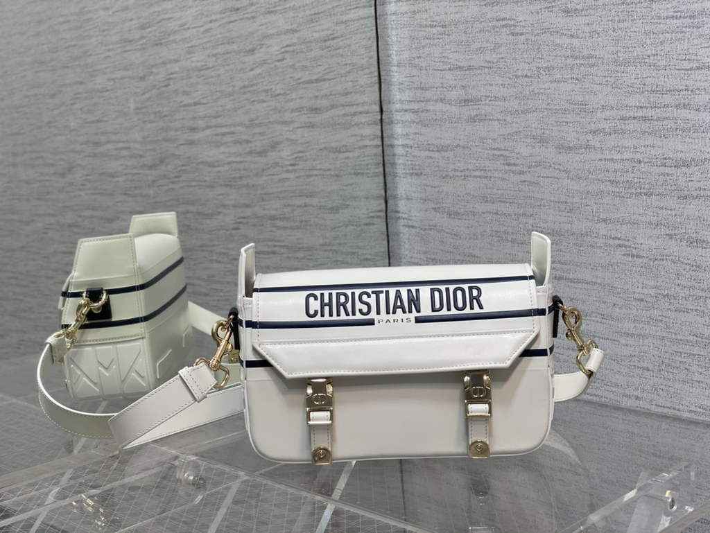 Dior Small Diorcamp Bag M1243 White and Blue Smooth Calfskin - Default Title - View 1