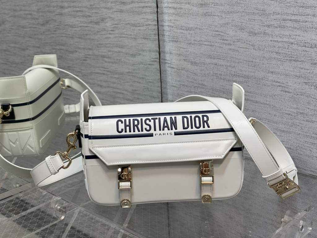 Dior Small Diorcamp Bag M1243 White and Blue Smooth Calfskin - Default Title - View 3