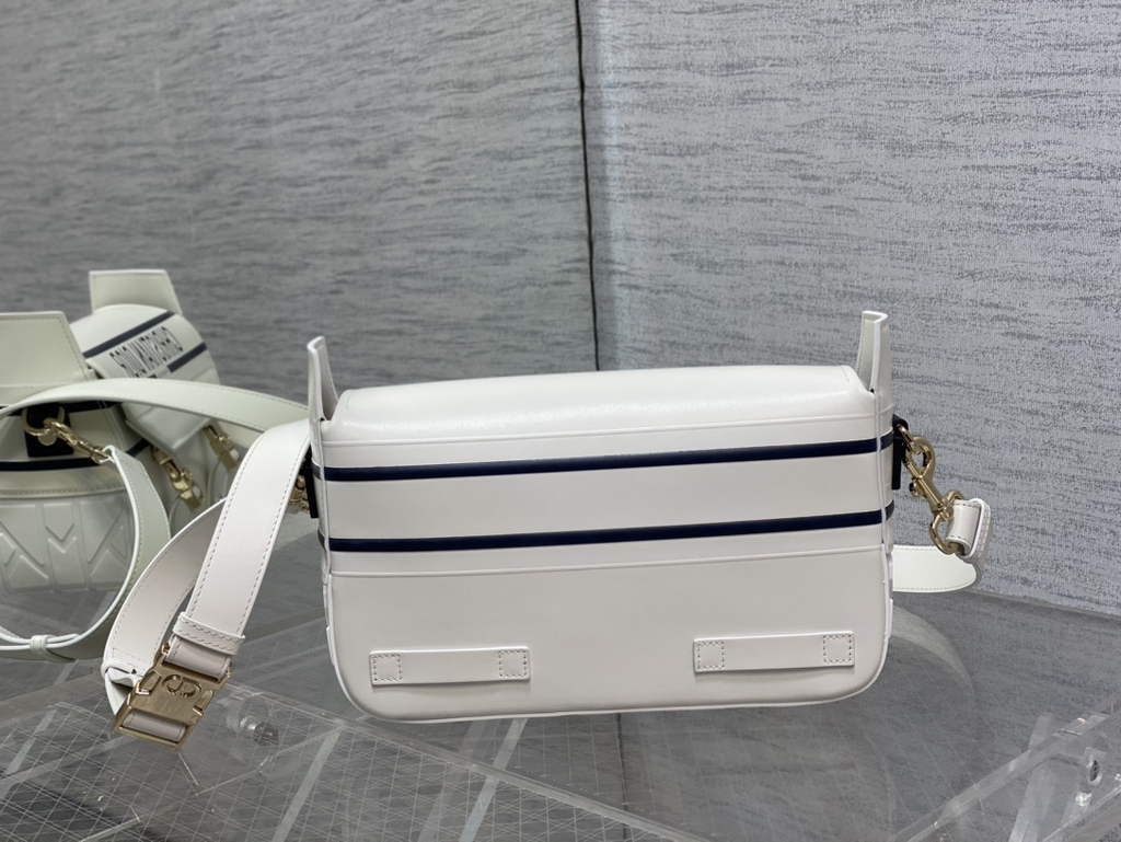 Dior Small Diorcamp Bag M1243 White and Blue Smooth Calfskin - Default Title - View 6