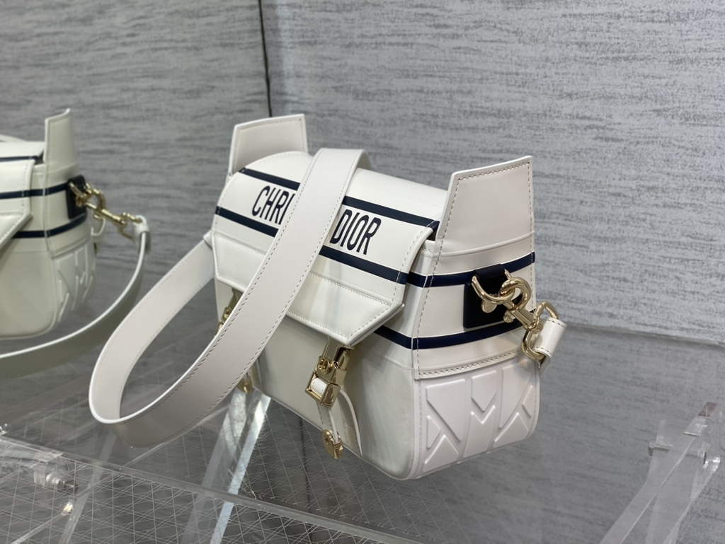 Dior Small Diorcamp Bag M1243 White and Blue Smooth Calfskin - Default Title - View 7