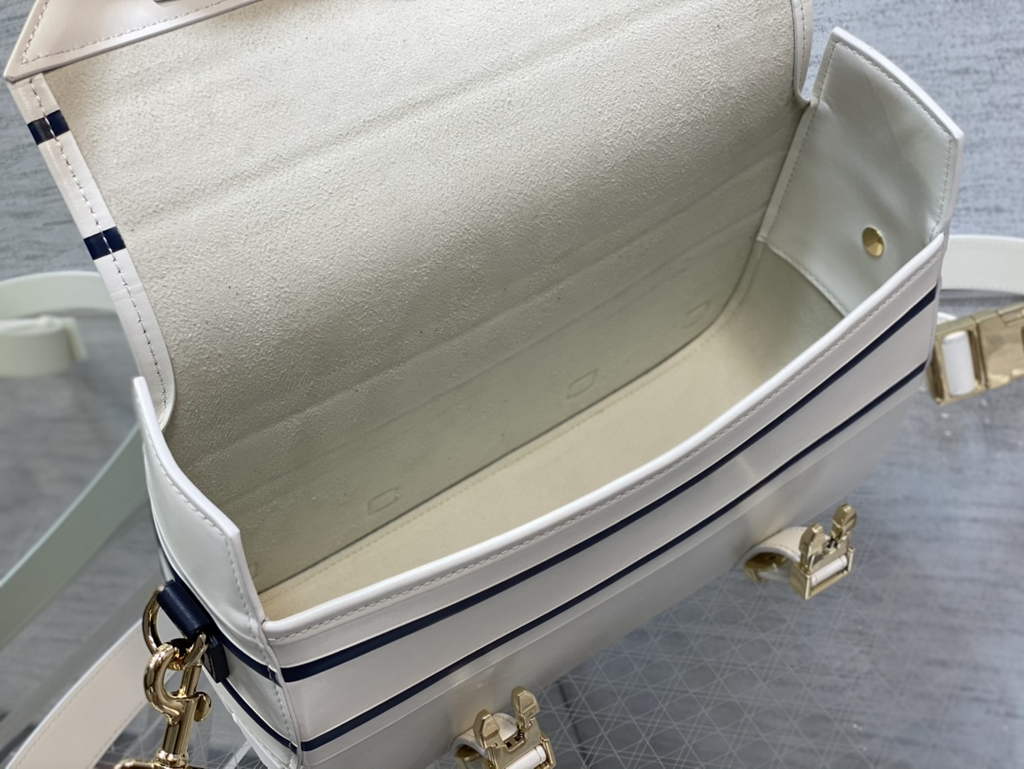 Dior Small Diorcamp Bag M1243 White and Blue Smooth Calfskin - Default Title - View 9