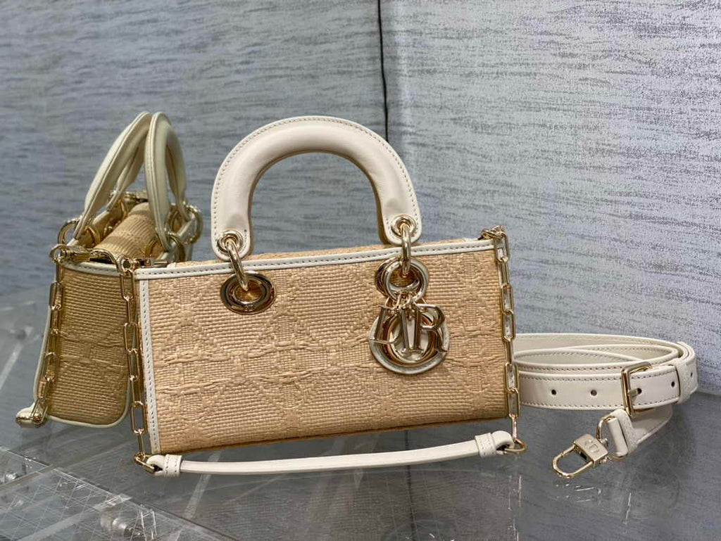 Dior Small Lady D-Joy Bag M0613 Apricot Cannage Cotton - Default Title - View 1