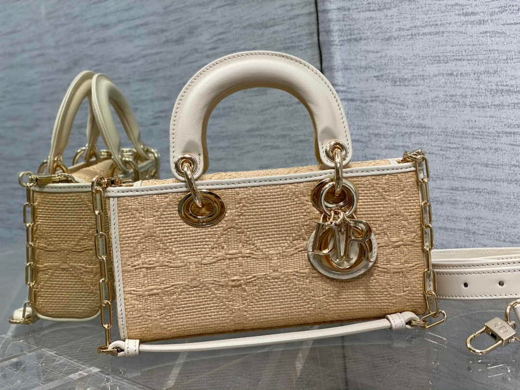 Dior Small Lady D-Joy Bag M0613 Apricot Cannage Cotton - Default Title - View 2