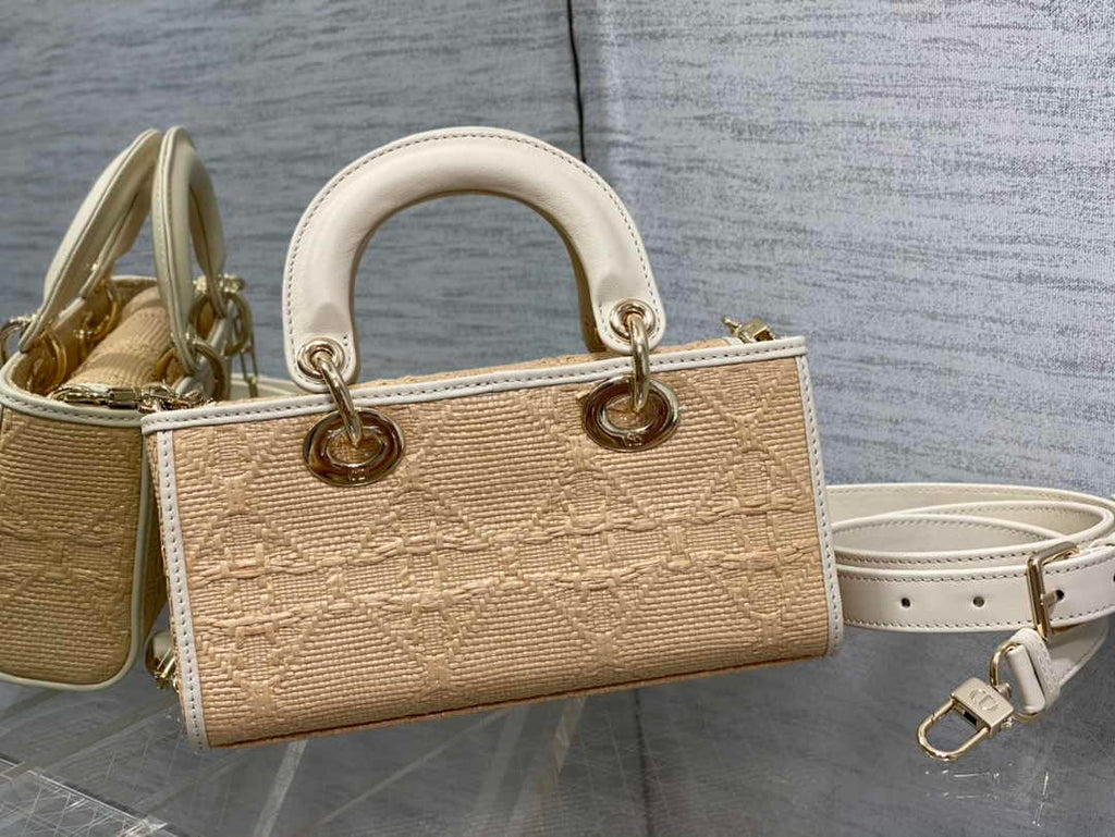 Dior Small Lady D-Joy Bag M0613 Apricot Cannage Cotton - Default Title - View 3