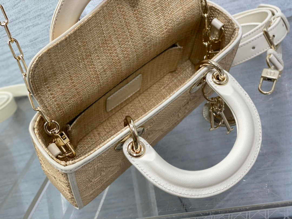 Dior Small Lady D-Joy Bag M0613 Apricot Cannage Cotton - Default Title - View 5