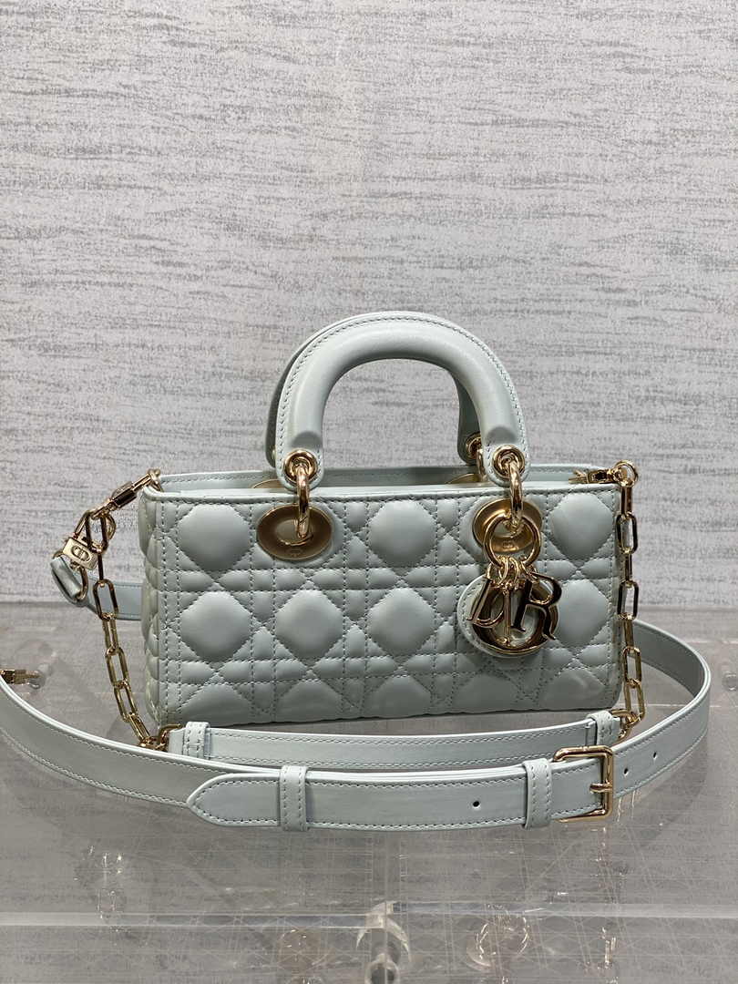 Dior Small Lady D-Joy Bag M0613 Light Blue Cannage Lambskin - Default Title - View 1