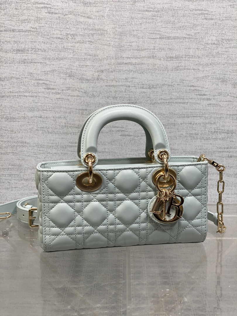 Dior Small Lady D-Joy Bag M0613 Light Blue Cannage Lambskin - Default Title - View 2