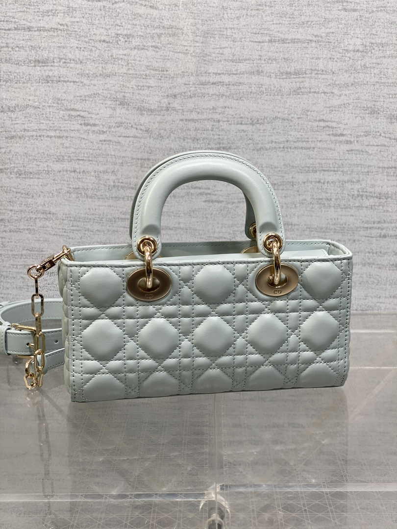 Dior Small Lady D-Joy Bag M0613 Light Blue Cannage Lambskin - Default Title - View 3