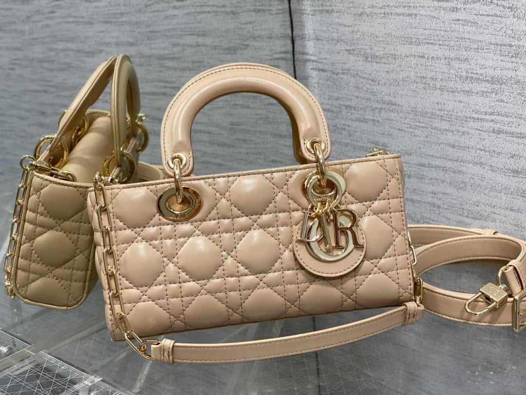 Dior Small Lady D-Joy Bag M0613 Apricot Cannage Lambskin - Default Title - View 2