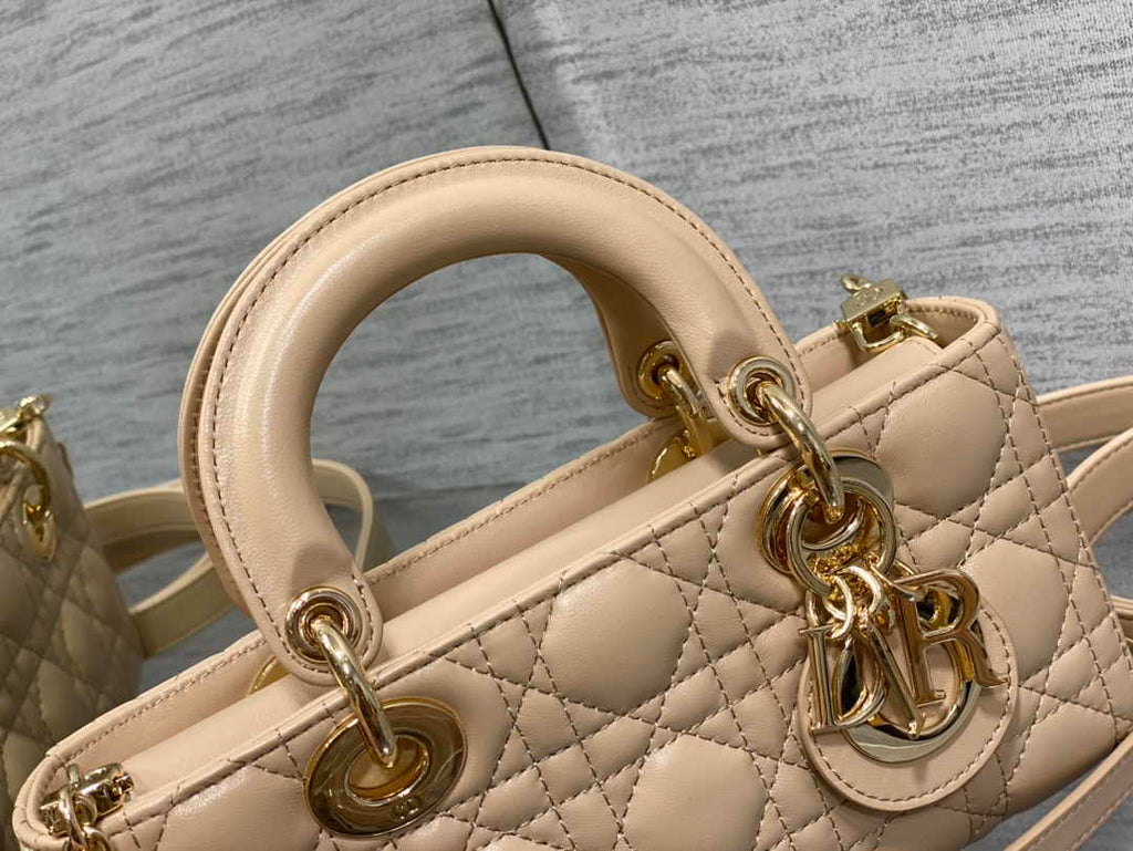 Dior Small Lady D-Joy Bag M0613 Apricot Cannage Lambskin - Default Title - View 6