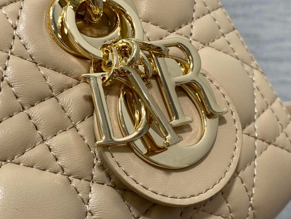 Dior Small Lady D-Joy Bag M0613 Apricot Cannage Lambskin - Default Title - View 7