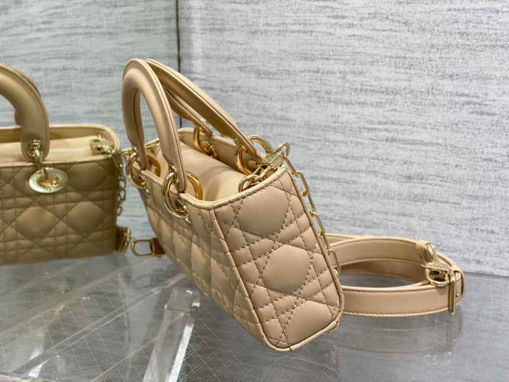 Dior Small Lady D-Joy Bag M0613 Apricot Cannage Lambskin - Default Title - View 8