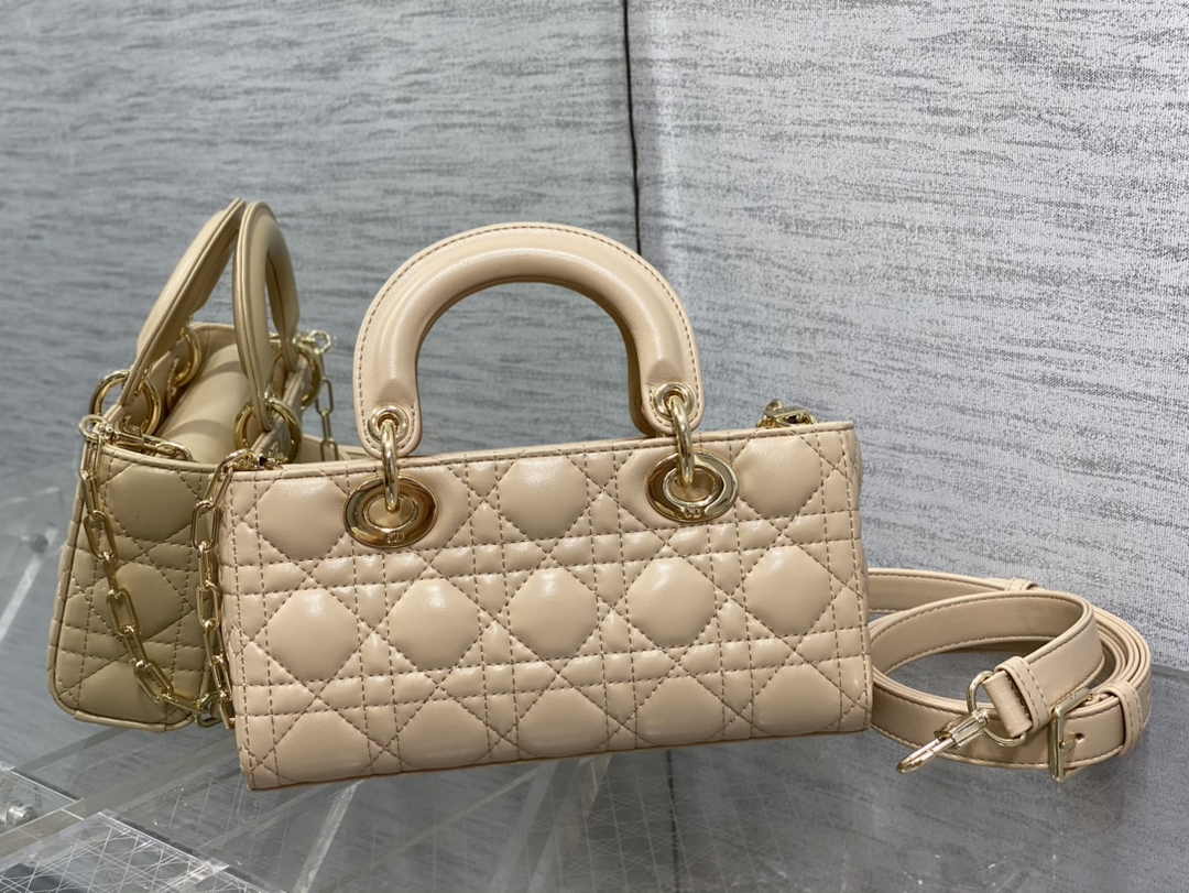 Dior Small Lady D-Joy Bag M0613 Apricot Cannage Lambskin - Default Title - View 3