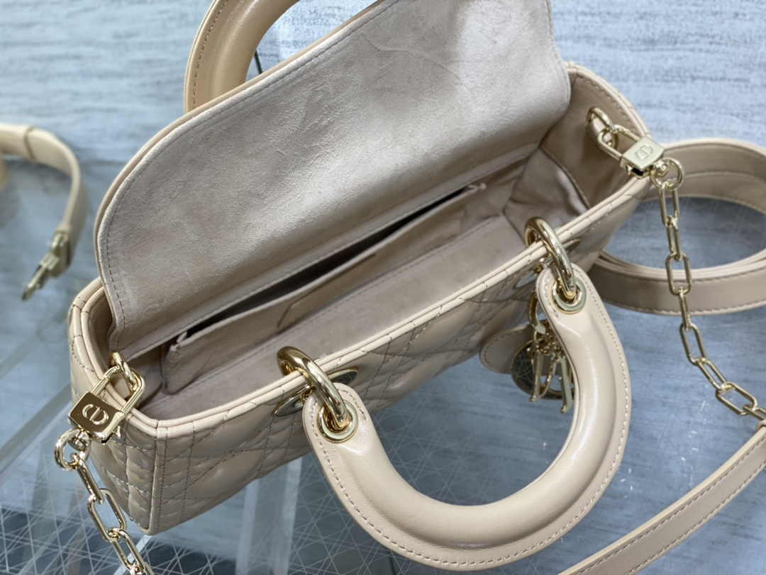 Dior Small Lady D-Joy Bag M0613 Apricot Cannage Lambskin - Default Title - View 4